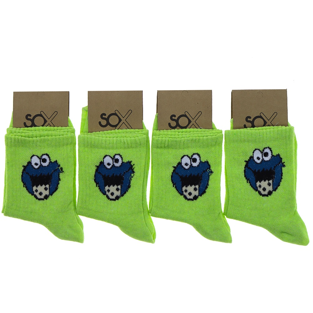 Sox Bayan Desenli Likralı Kolej Çorap - Beyaz