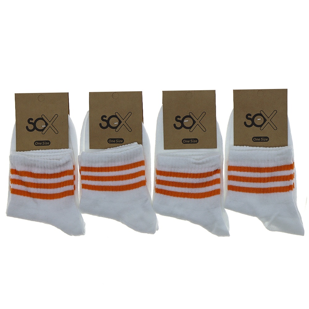 Sox Bayan Desenli Likralı Kolej Çorap - Beyaz