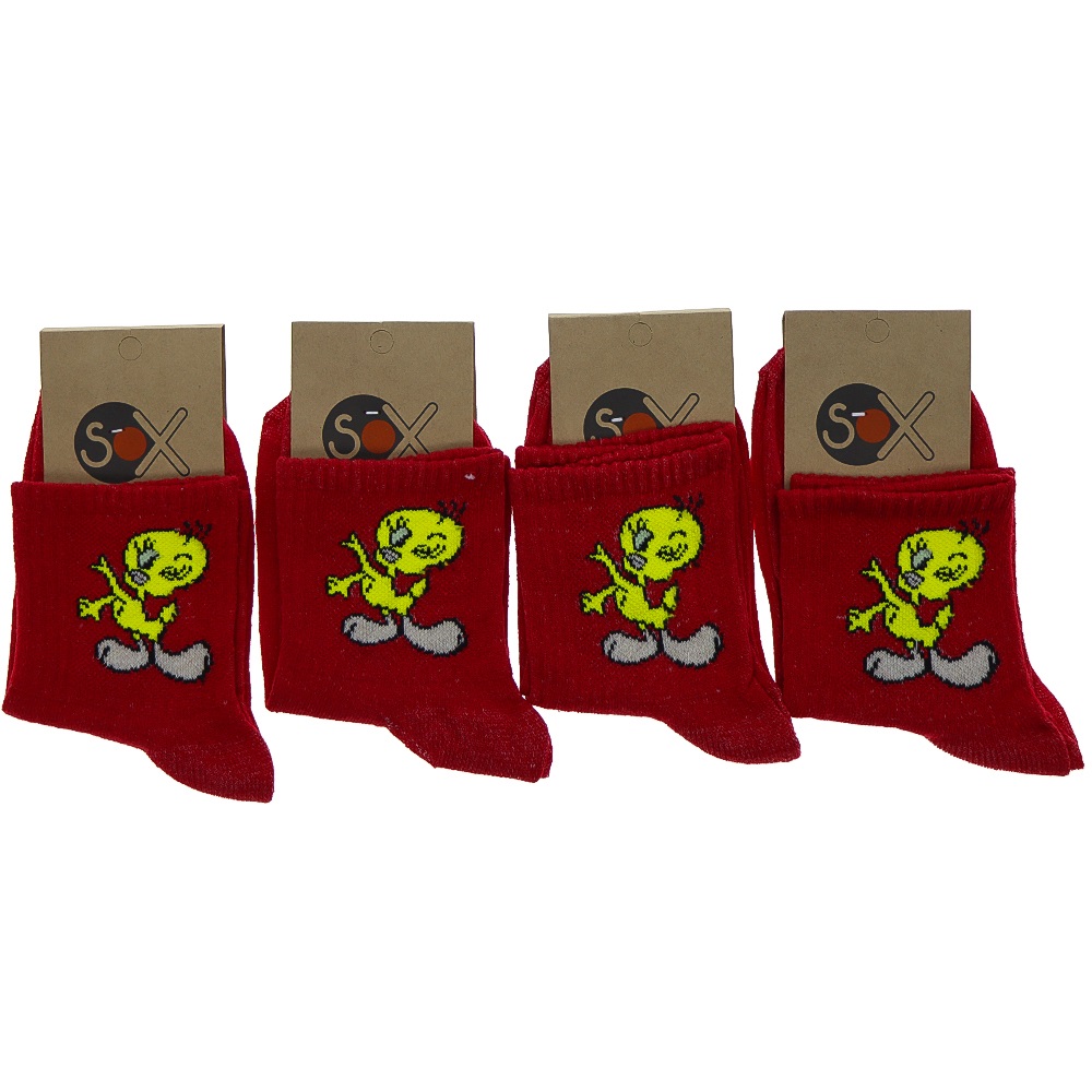 Sox Bayan Desenli Likralı Kolej Çorap - Beyaz