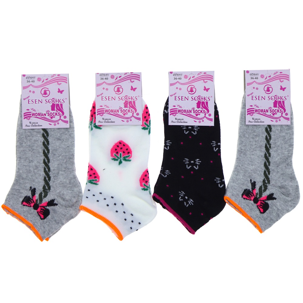 Esen Bayan Bilgisayarlı Desenli Likralı Patik Çorap