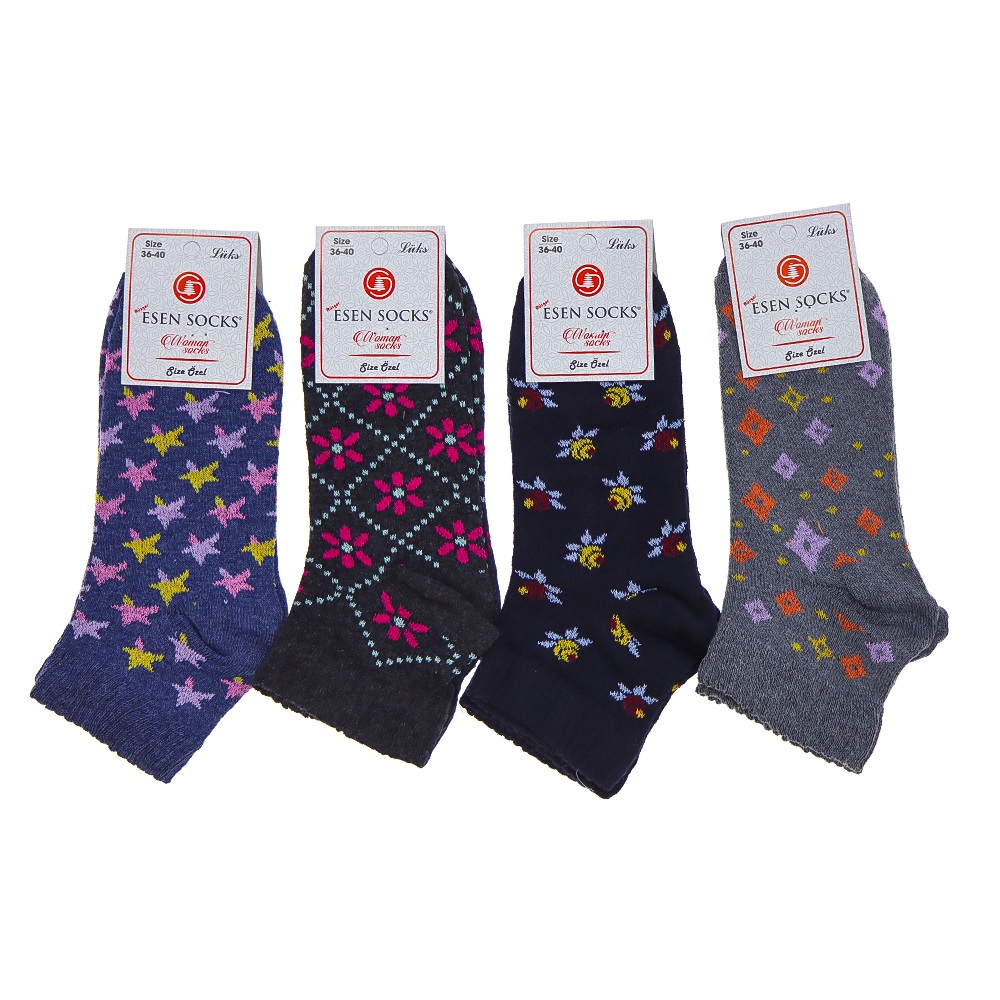 Esen Bayan Bilgisayarlı Desenli Likralı Patik Çorap