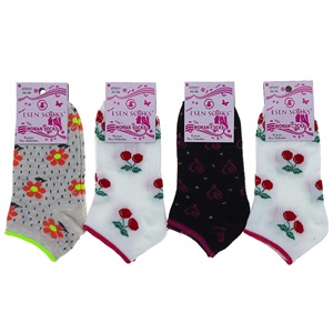 Esen Bayan Bilgisayarlı Desenli Likralı Patik Çorap