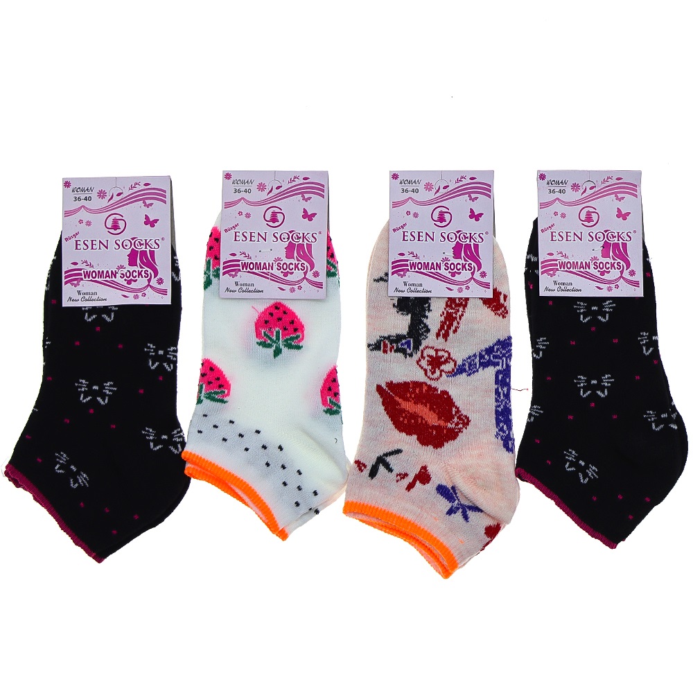 Esen Bayan Bilgisayarlı Desenli Likralı Patik Çorap