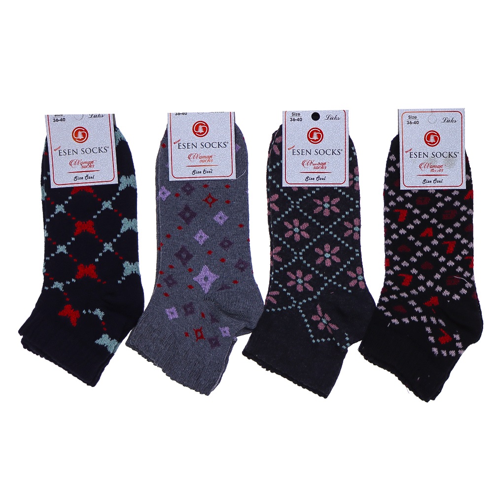 Esen Bayan Bilgisayarlı Desenli Likralı Patik Çorap