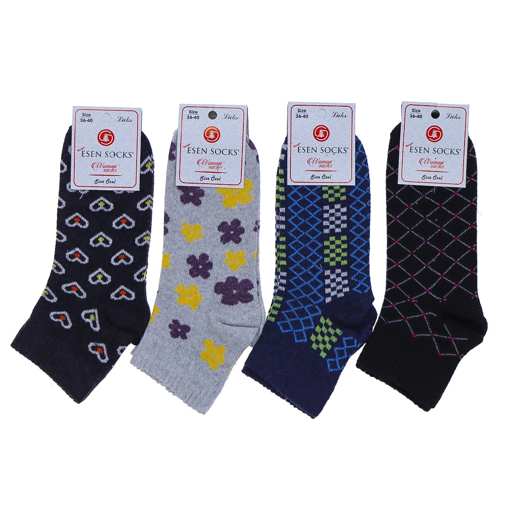 Esen Bayan Bilgisayarlı Desenli Likralı Patik Çorap