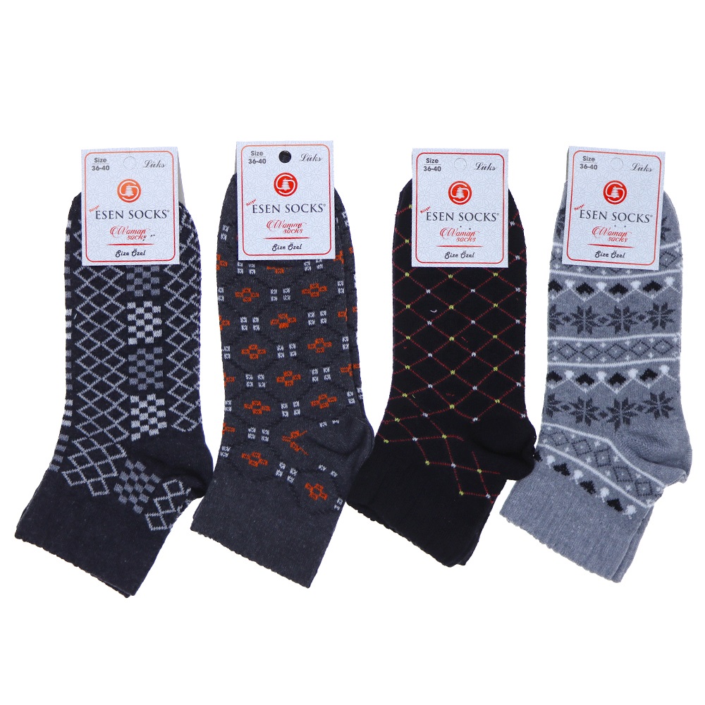 Esen Bayan Bilgisayarlı Desenli Likralı Patik Çorap