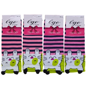 Öge Bayan Likralı 3 Boyutlu Desenli Mevsimlik Patik Çorap