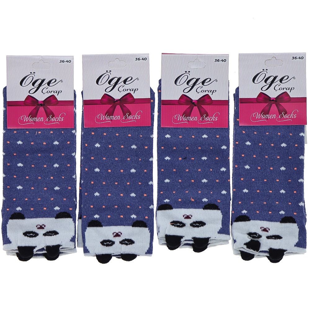 Öge Bayan Likralı 3 Boyutlu Desenli Mevsimlik Patik Çorap