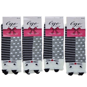 Öge Bayan Likralı 3 Boyutlu Desenli Mevsimlik Patik Çorap