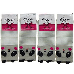 Öge Bayan Likralı 3 Boyutlu Desenli Mevsimlik Patik Çorap