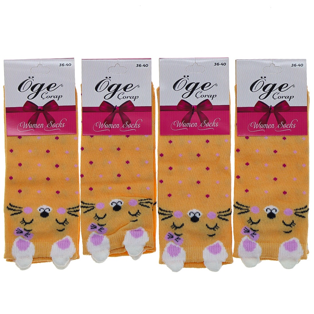 Öge Bayan Likralı 3 Boyutlu Desenli Mevsimlik Patik Çorap