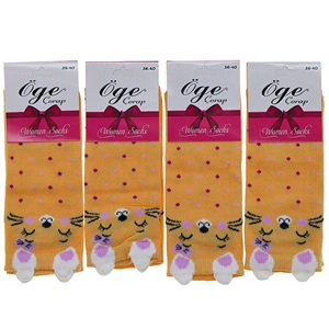 Öge Bayan Likralı 3 Boyutlu Desenli Mevsimlik Patik Çorap