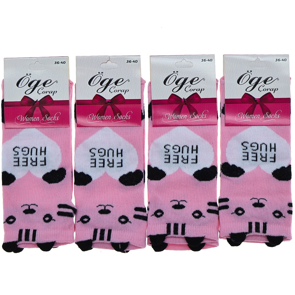 Öge Bayan Likralı 3 Boyutlu Desenli Mevsimlik Patik Çorap