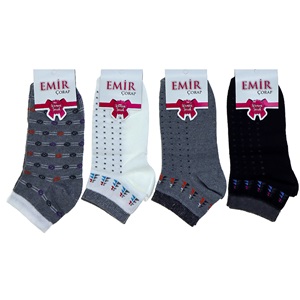 Emir 9552 Bayan Likralı Desenli Mevsimlik Patik Çorap- Karışık Renk