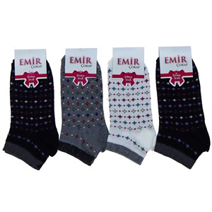 Emir 9552 Bayan Likralı Desenli Mevsimlik Patik Çorap- Karışık Renk