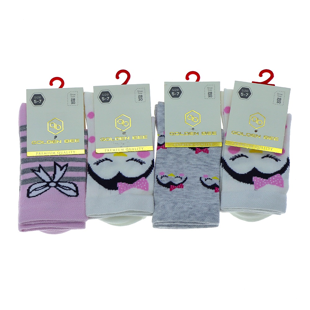 Golden Bee Kız Çocuk Desenli Soket Çorap - Karışık Renk