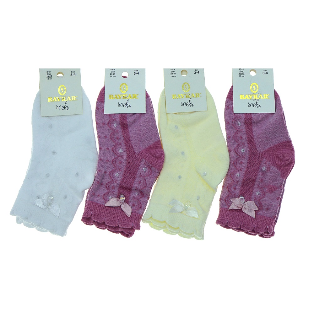 Golden Bee Kız Çocuk Desenli Soket Çorap - Karışık Renk