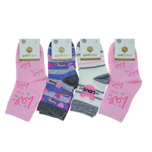 Golden Bee Kız Çocuk Desenli Soket Çorap - Karışık Renk