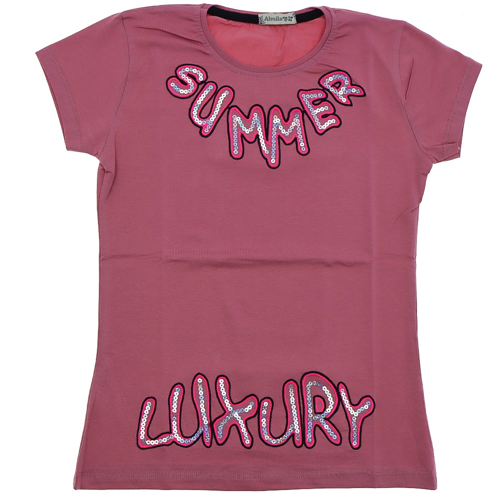 Almila 0105 Kız Çocuk Penye Summer Nakışlı Tişört 5-8 Yaş