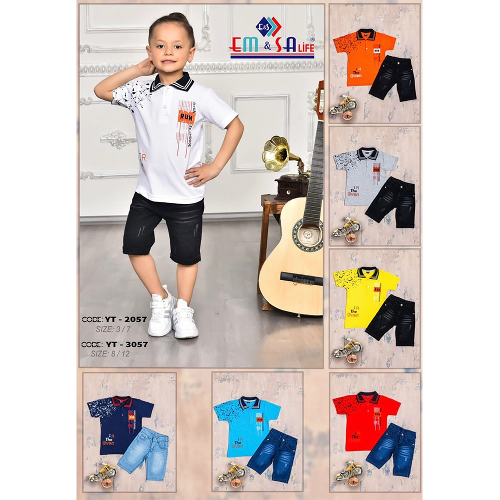 Em&sa YT-2057 Erkek Çocuk Lacos Kot Kaprili Run Nak 2 Li Takım 3-7 Yaş - Yeşil - 3-7 YAŞ