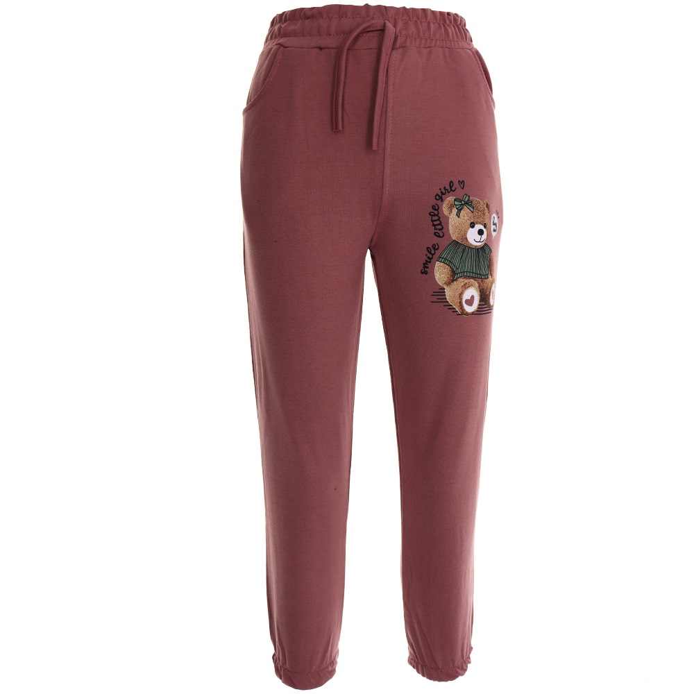 Tonbix 1310 Kız Çocuk Ayı Bas 2 İplik Eşofman Alt 8-12 Yaş - Mavi - 8-9-10-11-12 YAŞ