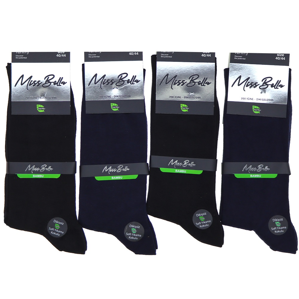Miss Bella 1498 Erkek Bambu 200 İğne Dikişsiz Soket Çorap
