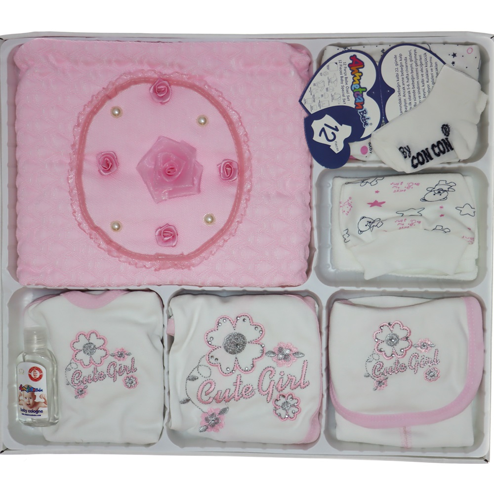 AC-122 İncili 12 Parça Zıbın Set 0-3 Ay