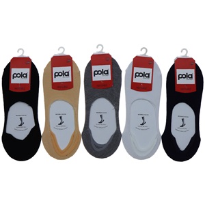 Pola P-202 Bayan Likralı Dikişsiz Suba Babet Çorap - Karışık Renk