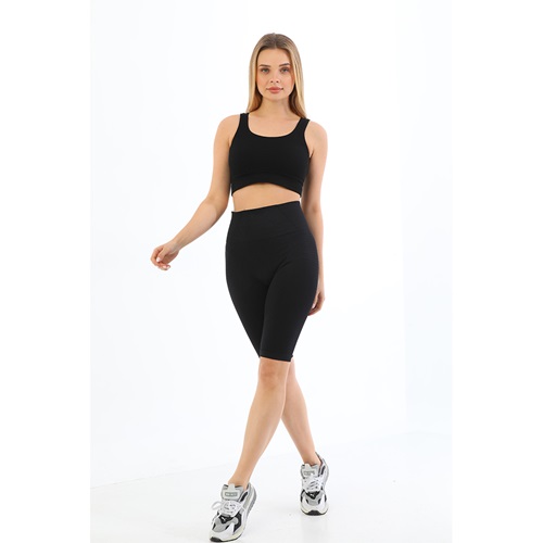 Form Angel 5538 Bayan 5 Li Biker Korse Tayt - Siyah - S-M