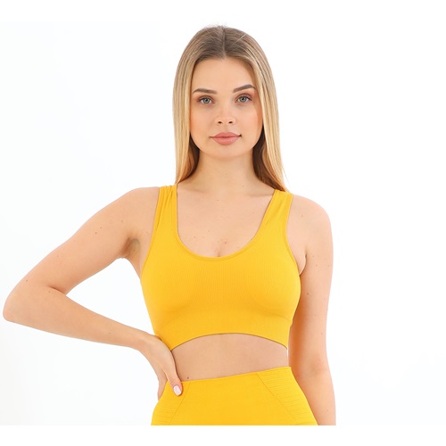 Form Angel 5704 Bayan Kalın Askılı 5 li Pedli Fitilli Crop Fit Büstiyer - Siyah - S-M