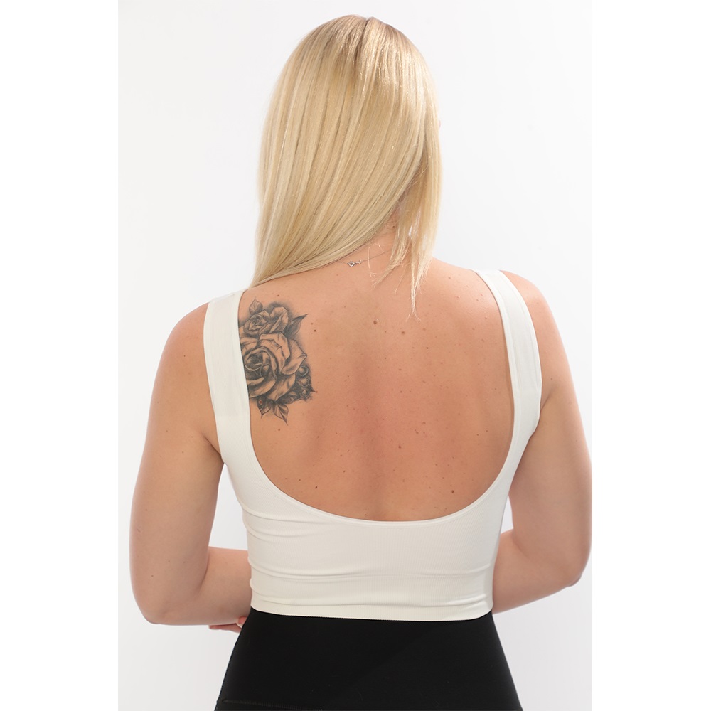 Form Angel 5704 Bayan Kalın Askılı 5 li Pedli Fitilli Crop Fit Büstiyer - Siyah - S-M