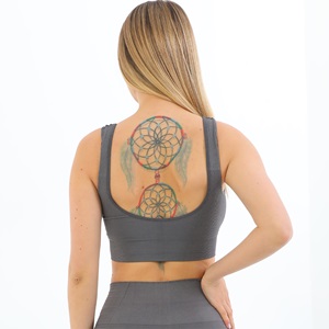 Form Angel 5704 Bayan Kalın Askılı 5 li Pedli Fitilli Crop Fit Büstiyer - Siyah - S-M