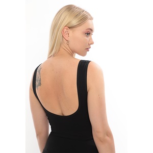 Form Angel 5704 Bayan Kalın Askılı 5 li Pedli Fitilli Crop Fit Büstiyer - Siyah - S-M