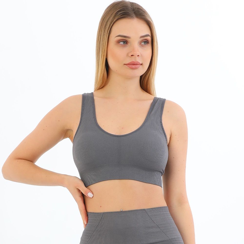 Form Angel 5704 Bayan Kalın Askılı 5 li Pedli Fitilli Crop Fit Büstiyer