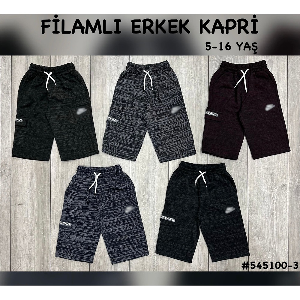 Uçar 545-100-3 Erkek Çocuk Nike Bas Filamlı Kapri Alt 9-12 Yaş - Siyah - 9-12 YAŞ