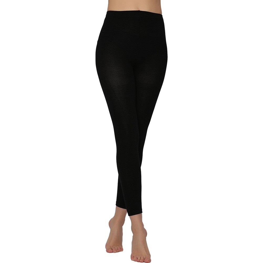 Buhara 3020-01 Bayan Tekli Likralı Düz Viskon Uzun Tayt S-M-L- XL - Siyah