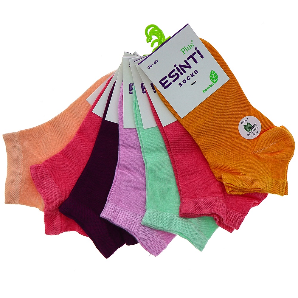 Esinti 0700 Plus Bayan Bambu Dikişsiz Likrlı Patik Çorap - Karışık Renk