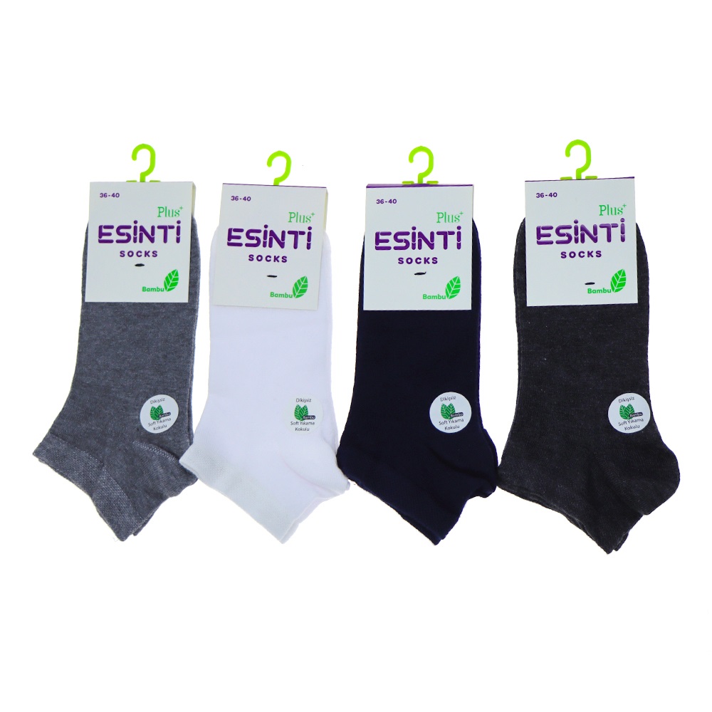 Esinti 0700 Plus Bayan Bambu Dikişsiz Likrlı Patik Çorap - Karışık Renk