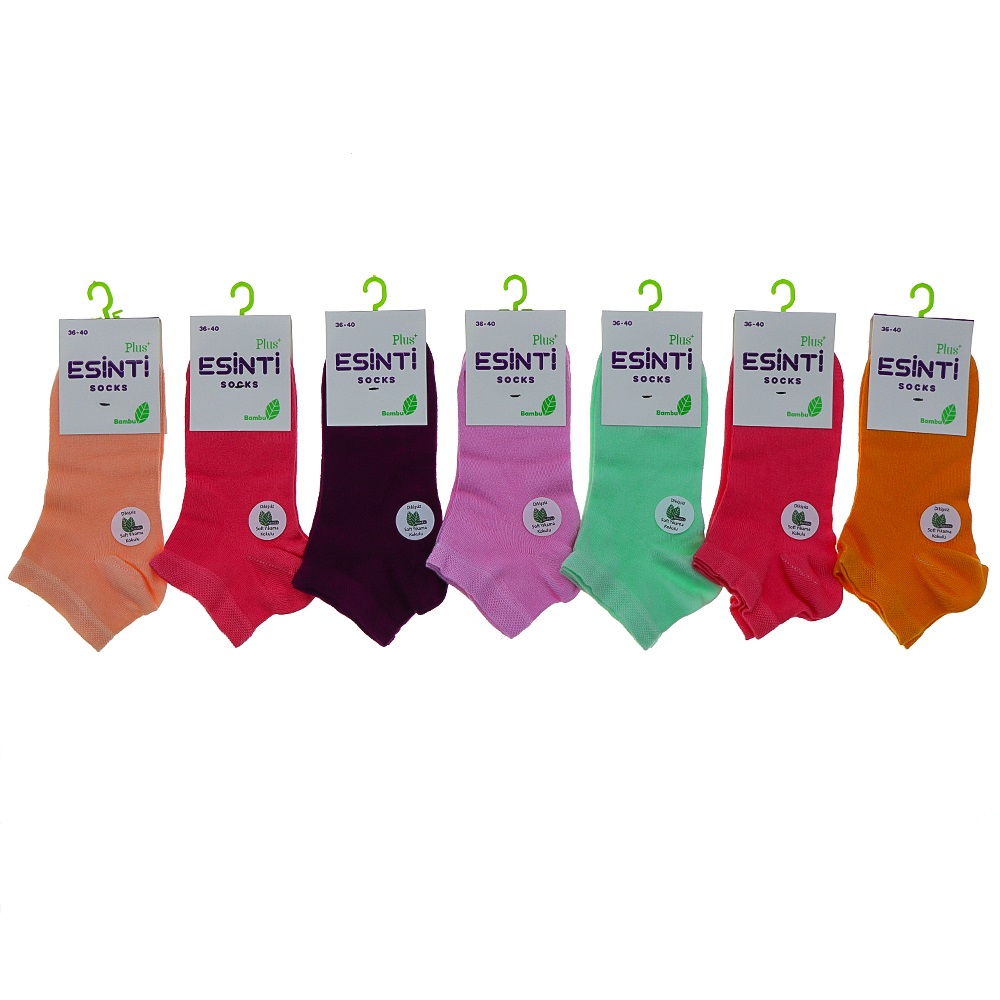 Esinti 0700 Plus Bayan Bambu Dikişsiz Likrlı Patik Çorap - Karışık Renk