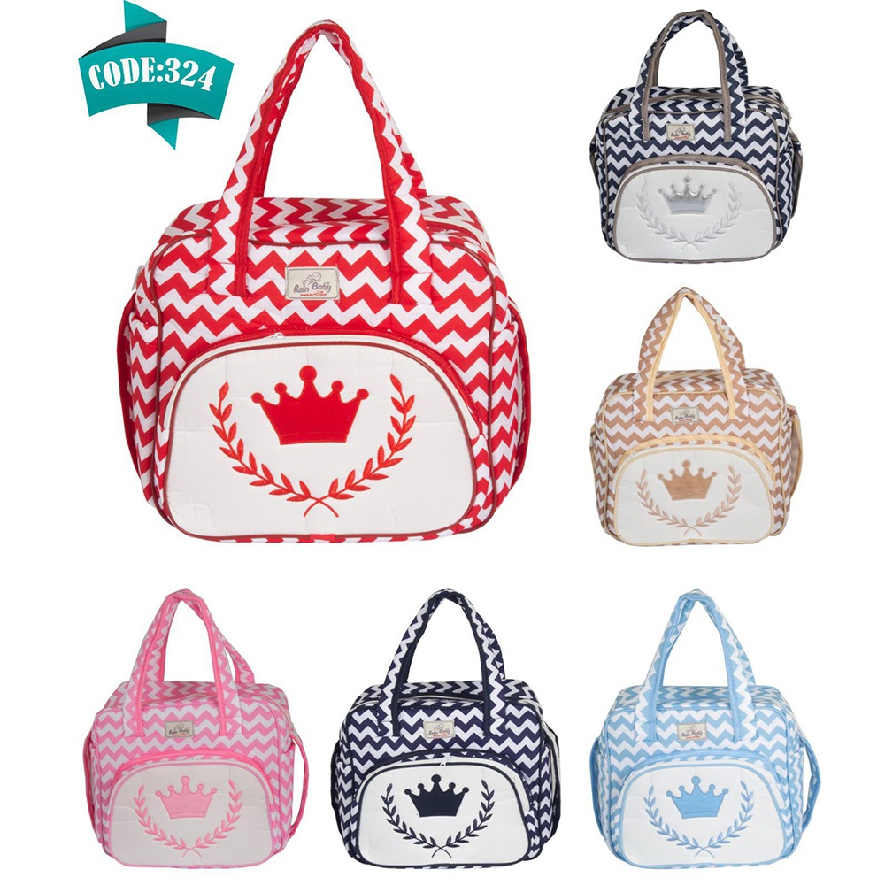 Rain Baby 324 Bebe Çizgili Taç Baskılı Çanta
