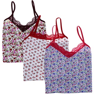 Berat Ayaz Penye Empirme Desenli Dantelli İp Askılı Atlet XL-2-XL