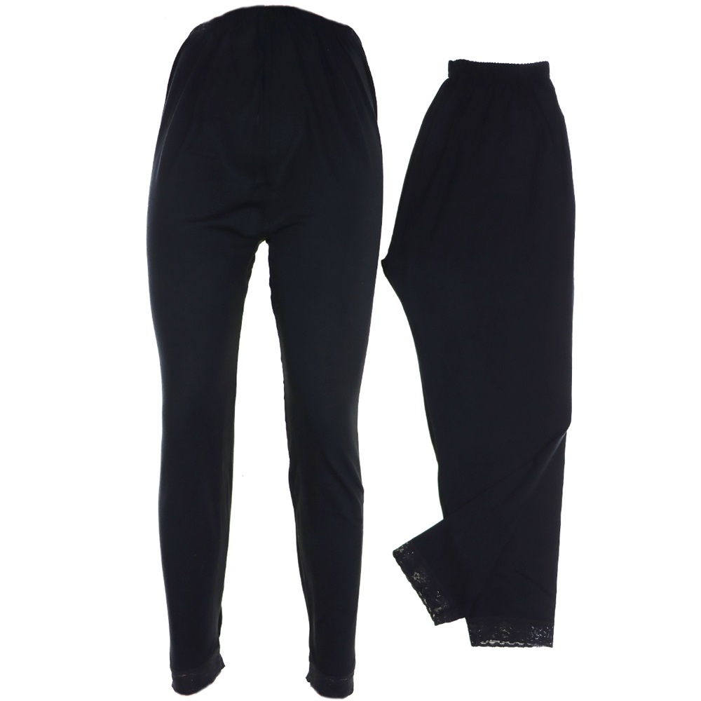 Ünsal Bayan Penye Paça Dantelli Düz Tek Uzun Tayt Standart