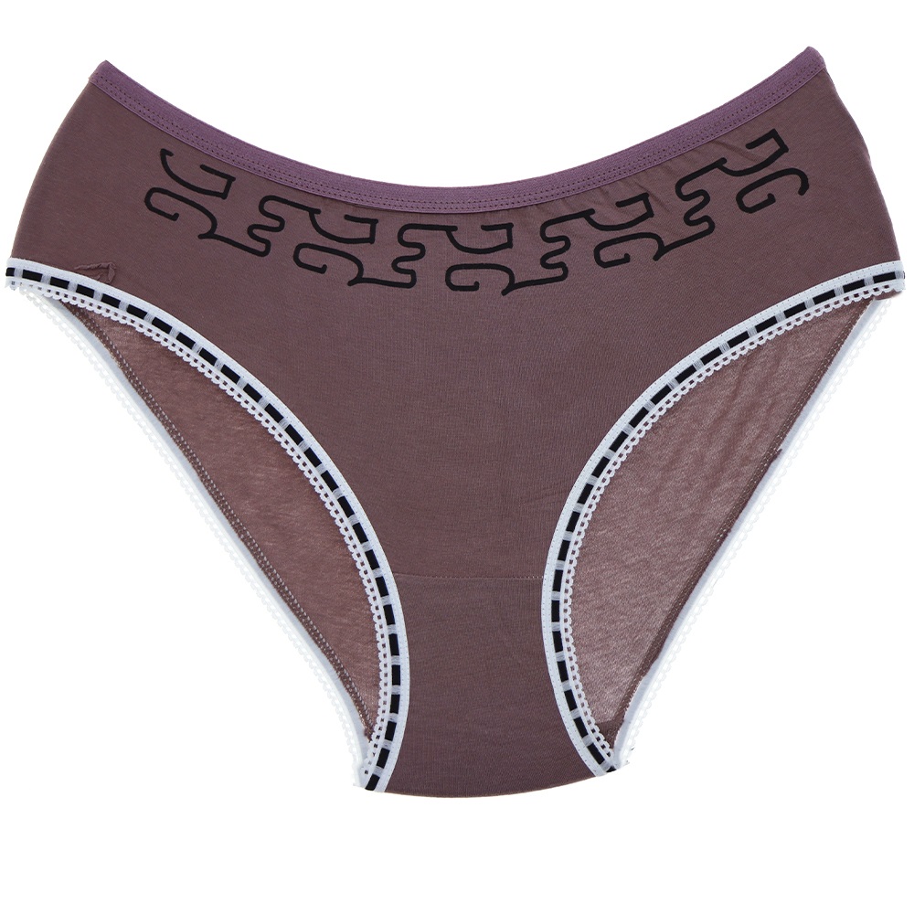 Mody A- Düz Bayan Likralı Labirent Desenli Bato Külot L