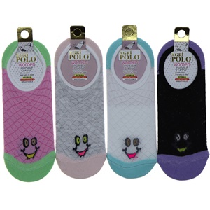 X Gri Polo B-5 Bayan Desenli Yıkamalı Parfümlü 3 Lü Babet Çorap - Karışık Renk