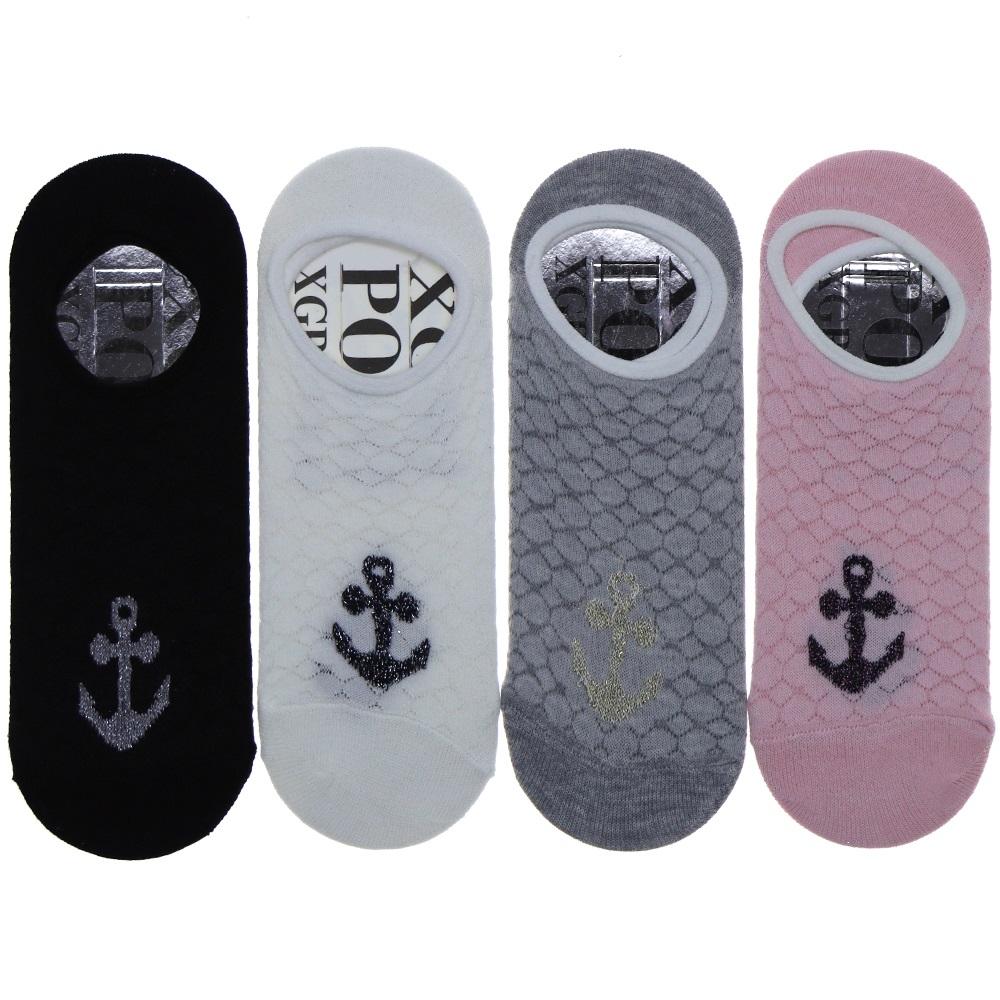 X Gri Polo B-5 Bayan Desenli Yıkamalı Parfümlü 3 Lü Babet Çorap - Karışık Renk