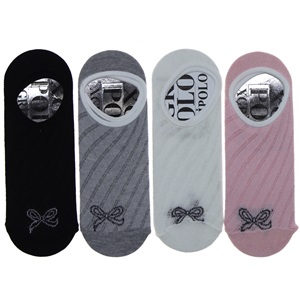 X Gri Polo B-5 Bayan Desenli Yıkamalı Parfümlü 3 Lü Babet Çorap - Karışık Renk