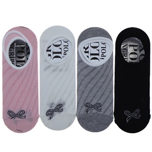 X Gri Polo B-5 Bayan Desenli Yıkamalı Parfümlü 3 Lü Babet Çorap - Karışık Renk