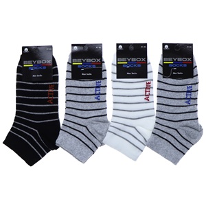 Beybox Erkek Likralı Desenli Patik Çorap - Düz Karışık Renk