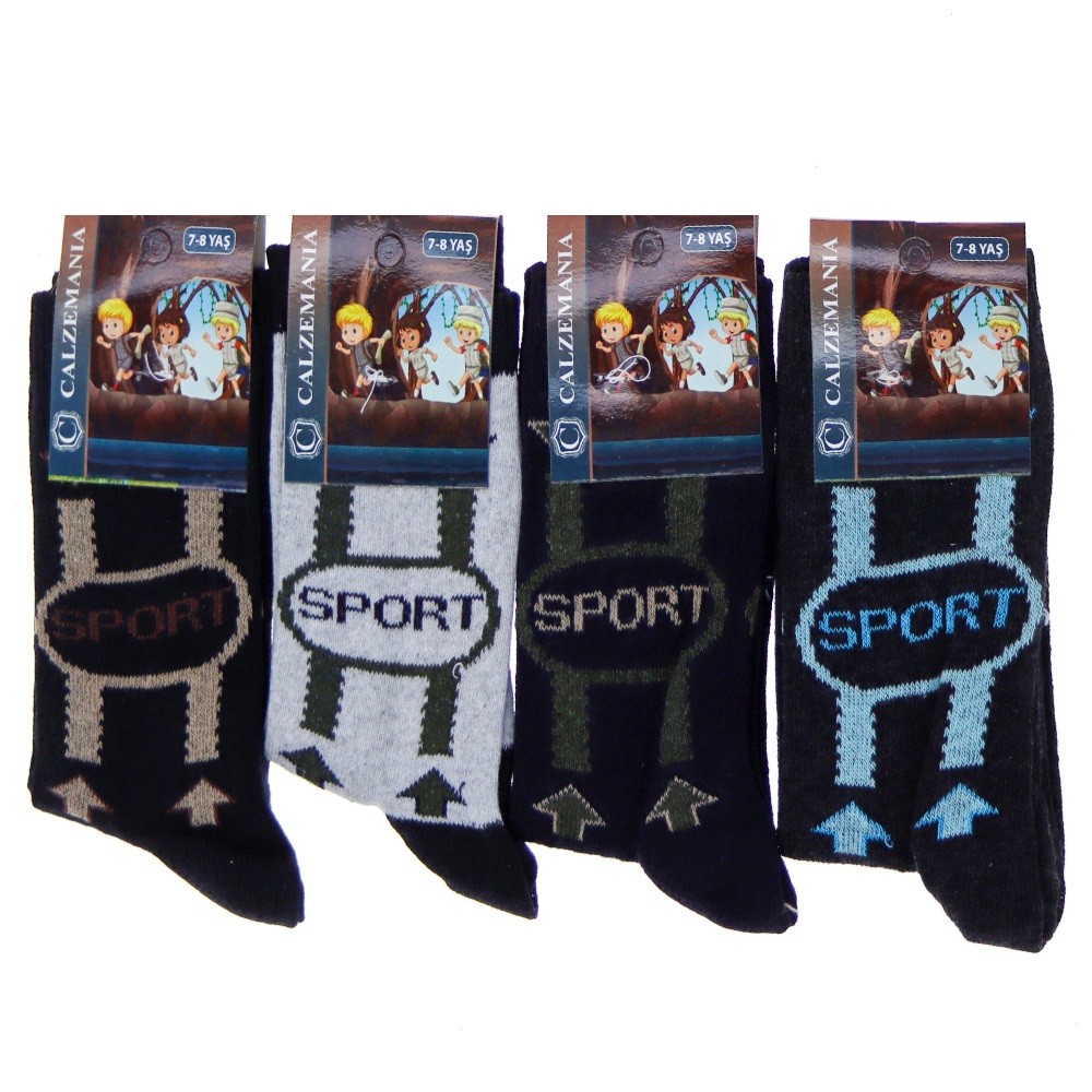 Calzemanıa Erkek Çocuk Likralı Desenli Soket Çorap - Karışık Renk