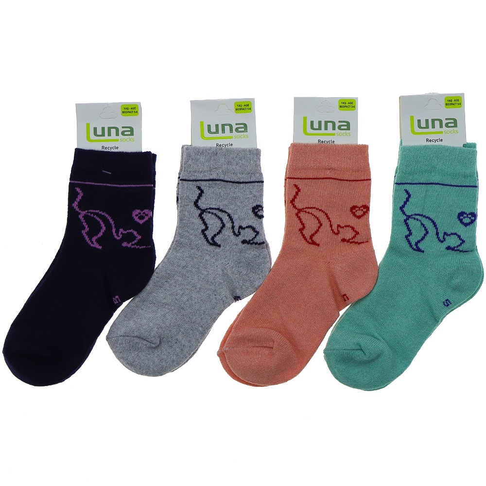 Luna 1752 Kız Çocuk Likralı Desenli Soket Çorap